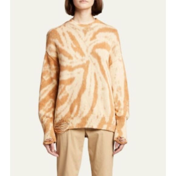 NSF Anabelle tiedye distressed cable knit crewneck oversized sweater M - Picture 1 of 11